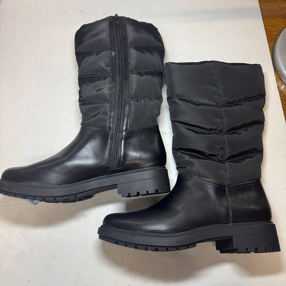 Alfani Womens 9 M Black Quilted Mid Shaft Snow Boots NIB HZ2 - Picture 2 of 4